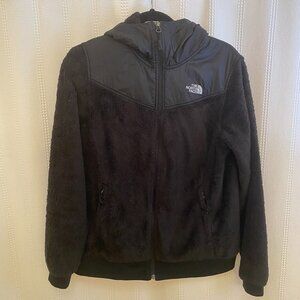 Womens Black Medium North Face Hooded Fleece Jacket